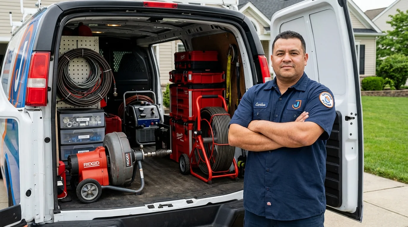 Professional drain cleaning equipment and Johns Plumbing LLC plumber in Seneca
