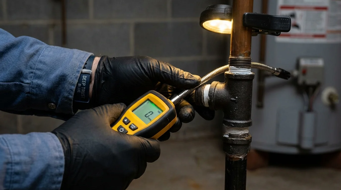 Gas leak detection with electronic sniffer by Johns Plumbing LLC in Seneca