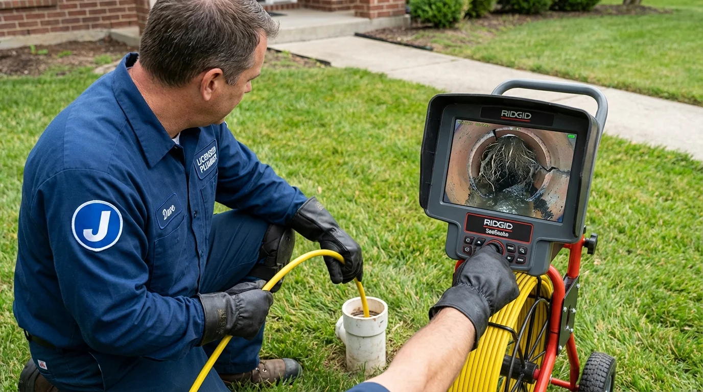 Sewer camera inspection being performed by Johns Plumbing LLC in Seneca