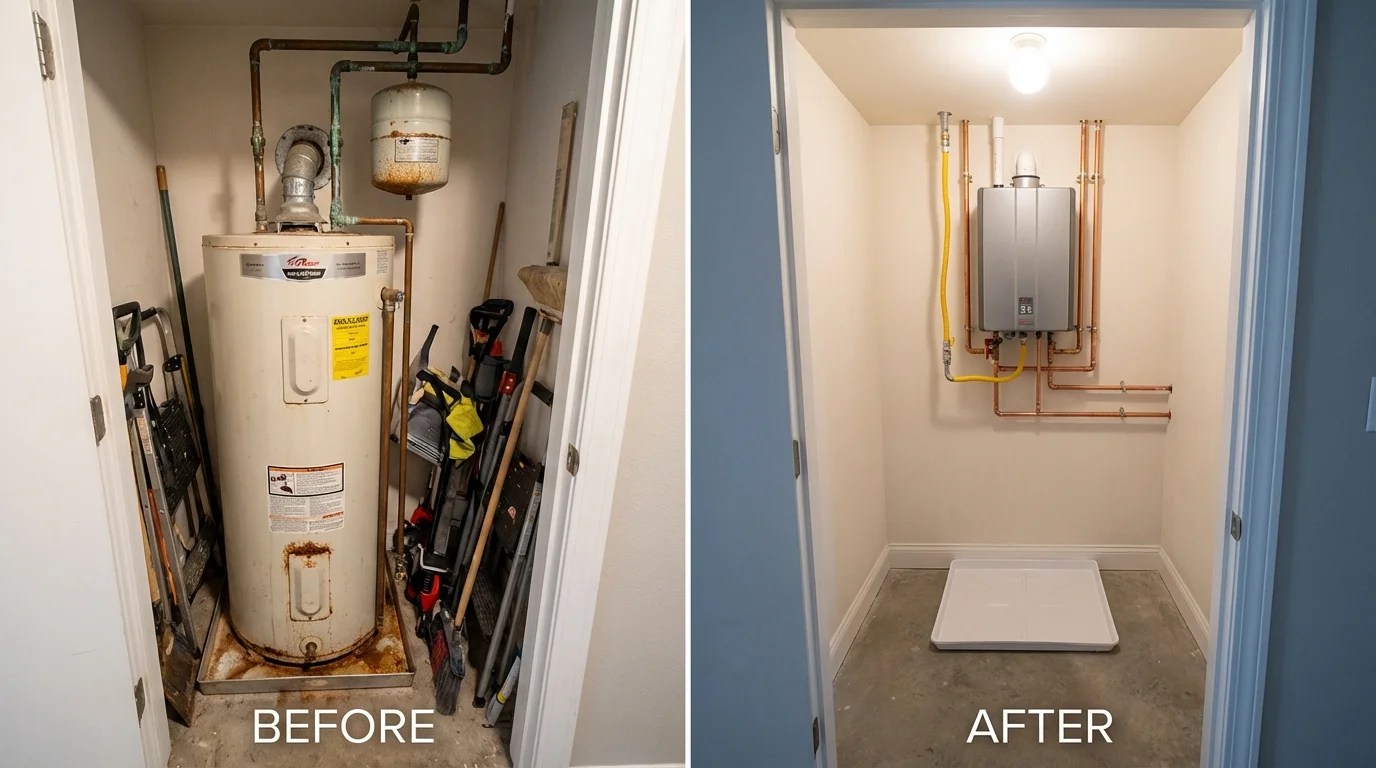 Tank water heater versus wall-mounted tankless unit comparison for Seneca, MO homeowners